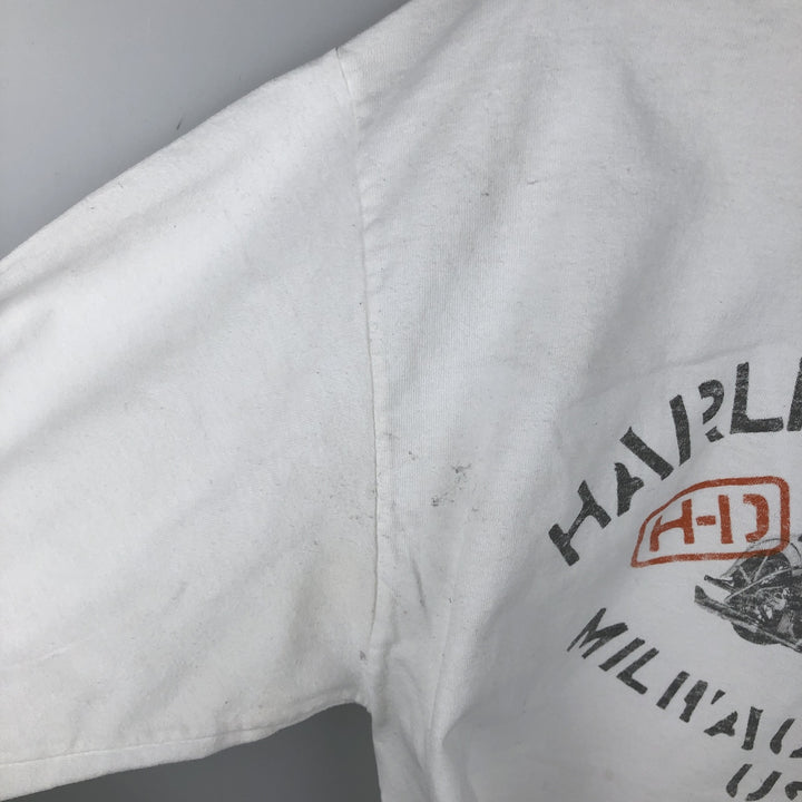 Harley-Davidson Motorcycle Long Sleeve T-Shirt, Men's Size L cotton white type Vintage Second Hand
