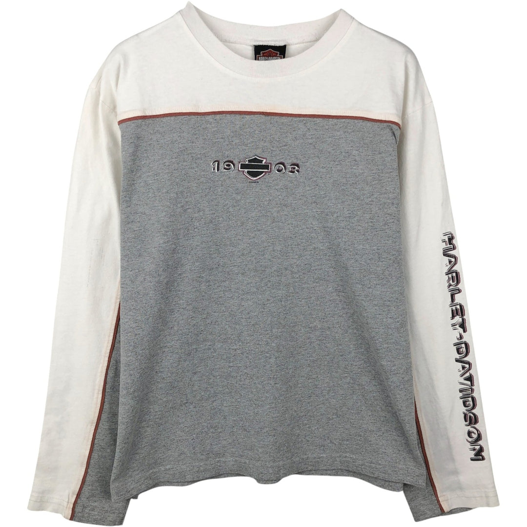 2000'S Harley-Davidson Motorcycle Long Sleeve T-Shirt, Made in USA, Men's Size XL cotton gray type Vintage Second Hand