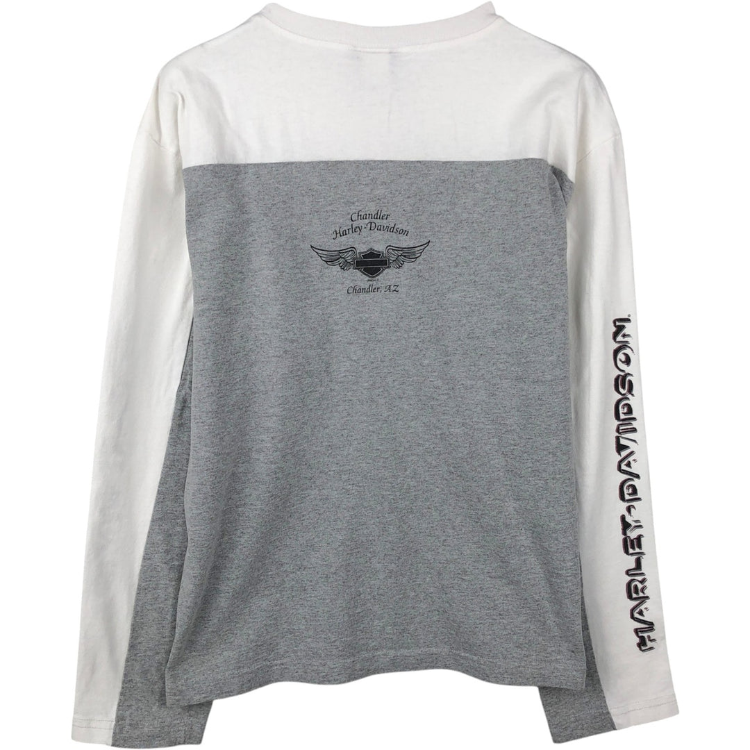 2000'S Harley-Davidson Motorcycle Long Sleeve T-Shirt, Made in USA, Men's Size XL cotton gray type Vintage Second Hand