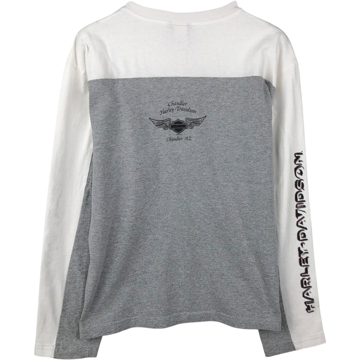 2000'S Harley-Davidson Motorcycle Long Sleeve T-Shirt, Made in USA, Men's Size XL cotton gray type Vintage Second Hand