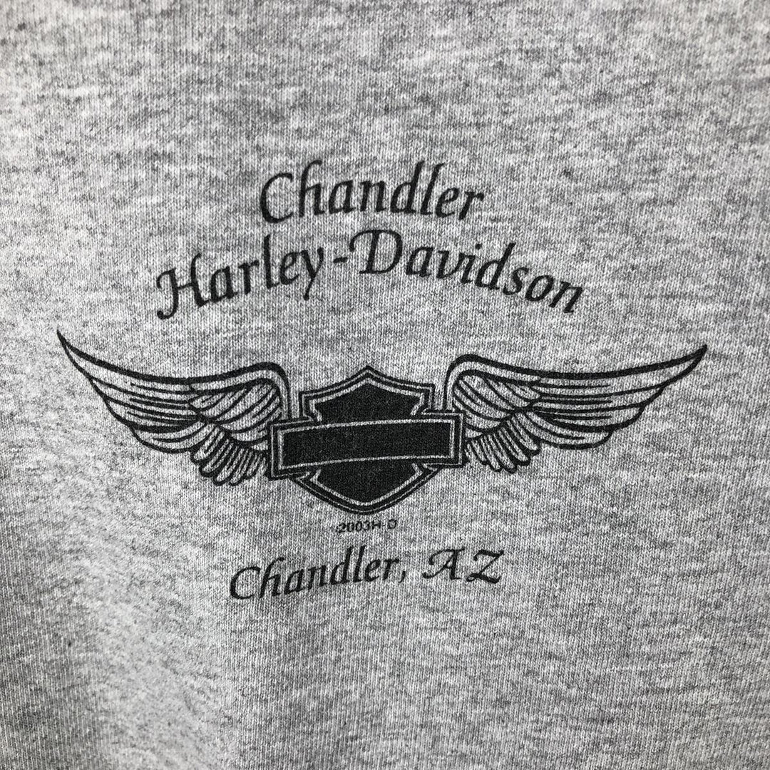 2000'S Harley-Davidson Motorcycle Long Sleeve T-Shirt, Made in USA, Men's Size XL cotton gray type Vintage Second Hand