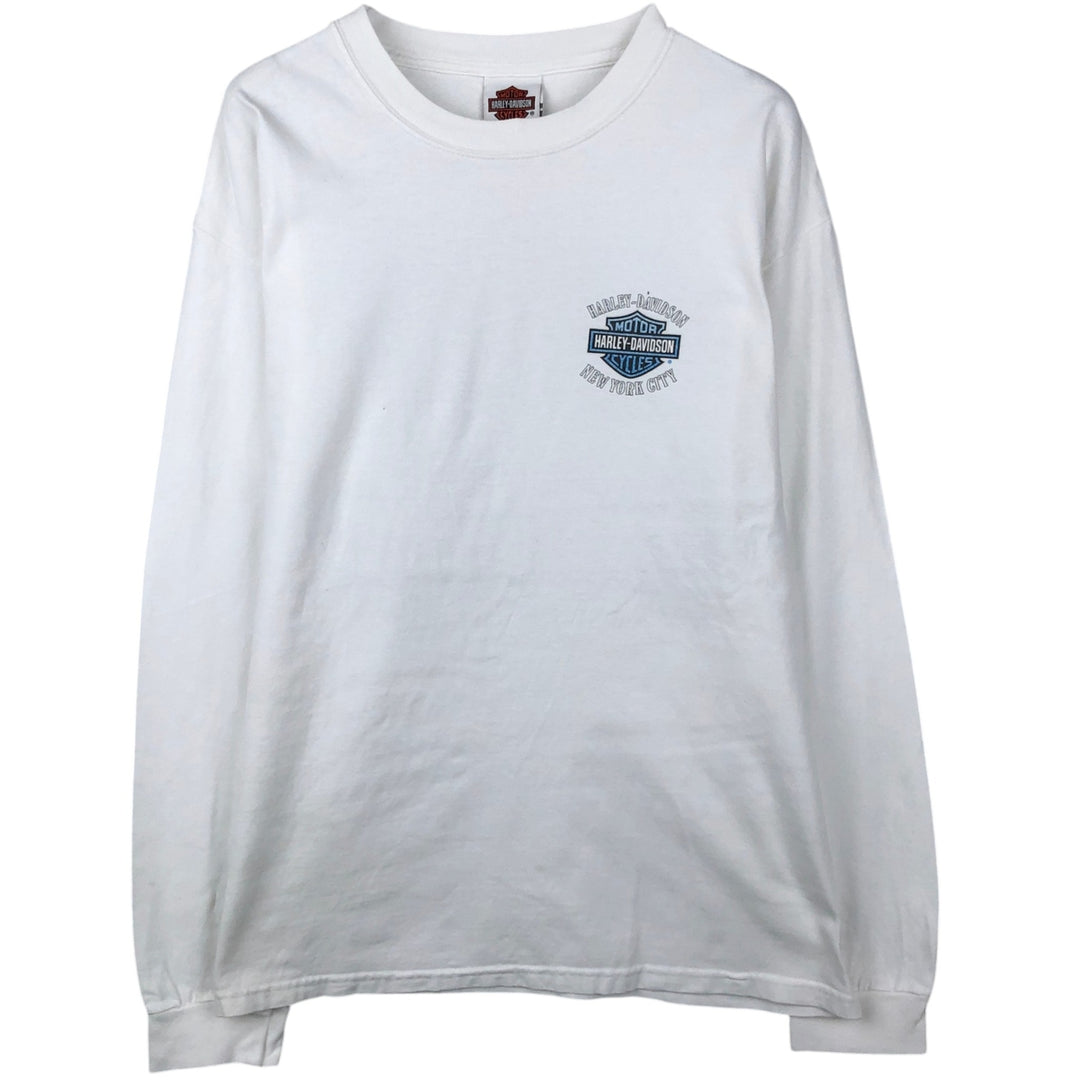 2000'S Harley-Davidson Motorcycle Long Sleeve T-Shirt, Men's Size L unclear white type Vintage Second Hand