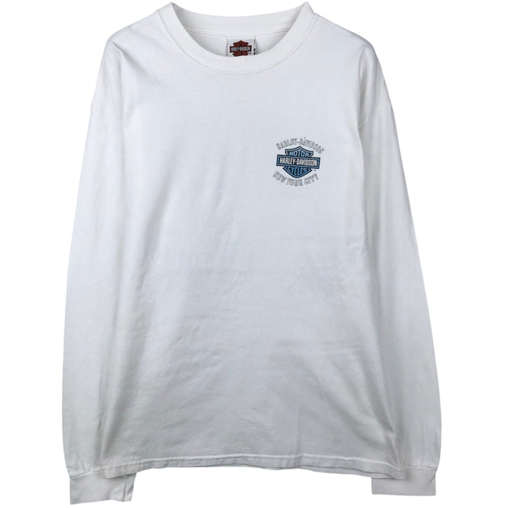 2000'S Harley-Davidson Motorcycle Long Sleeve T-Shirt, Men's Size L unclear white type Vintage Second Hand