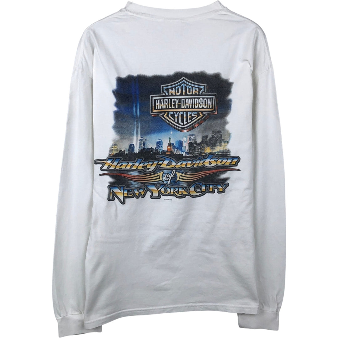 2000'S Harley-Davidson Motorcycle Long Sleeve T-Shirt, Men's Size L unclear white type Vintage Second Hand