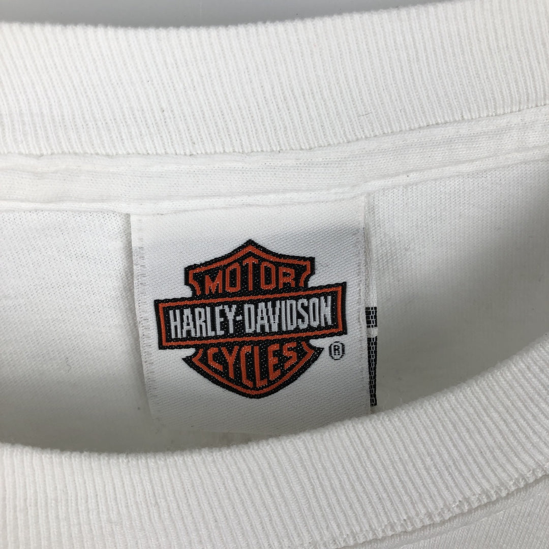 2000'S Harley-Davidson Motorcycle Long Sleeve T-Shirt, Men's Size L unclear white type Vintage Second Hand