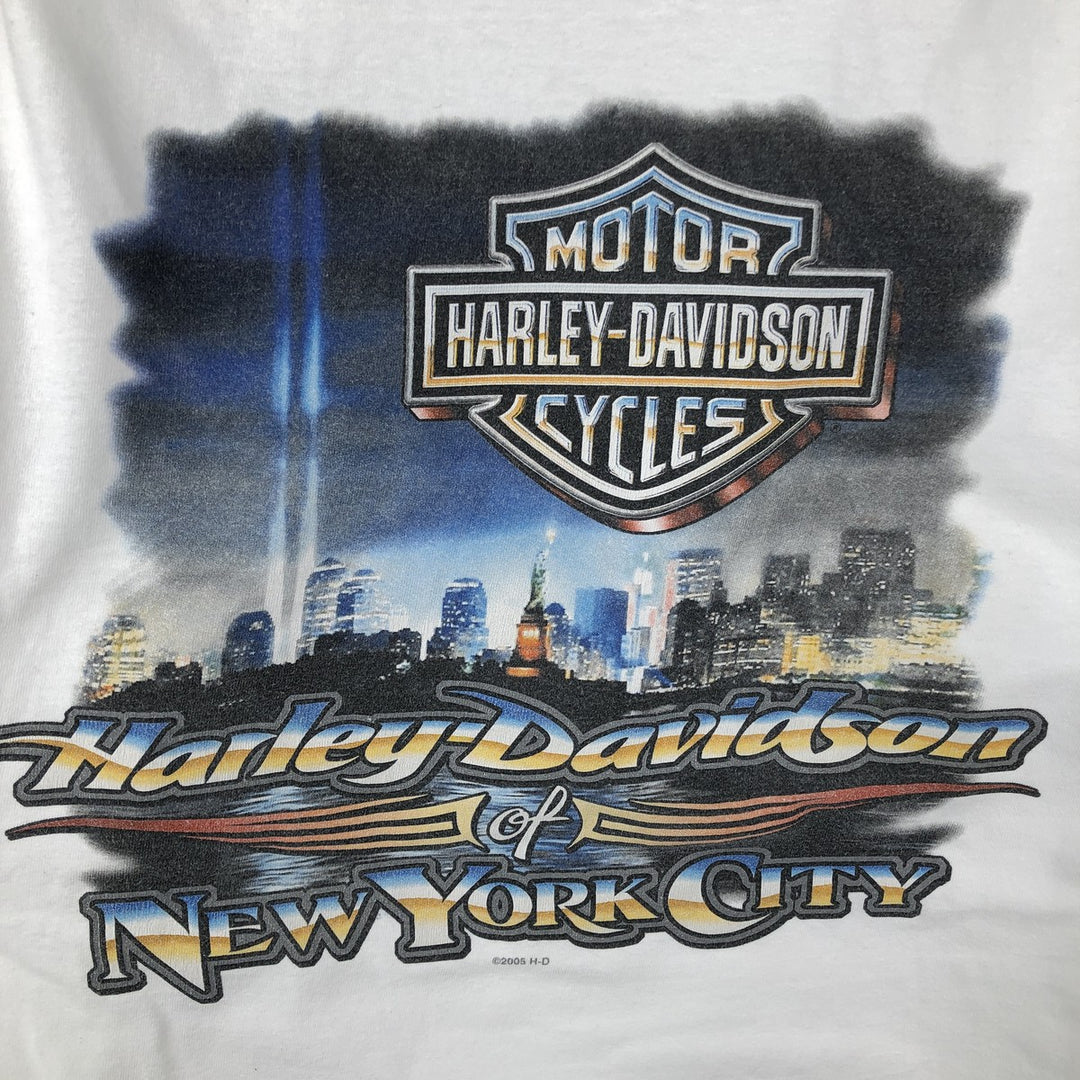 2000'S Harley-Davidson Motorcycle Long Sleeve T-Shirt, Men's Size L unclear white type Vintage Second Hand