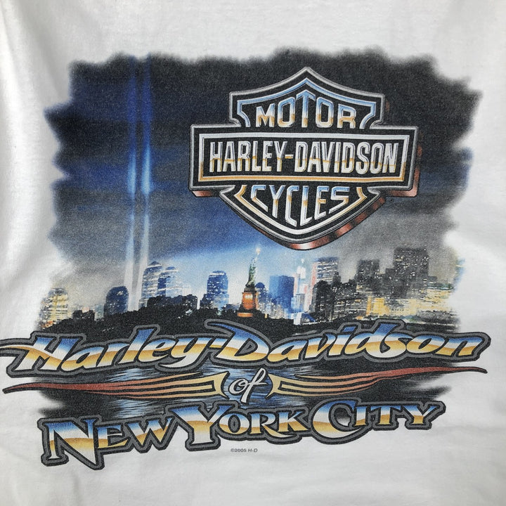 2000'S Harley-Davidson Motorcycle Long Sleeve T-Shirt, Men's Size L unclear white type Vintage Second Hand