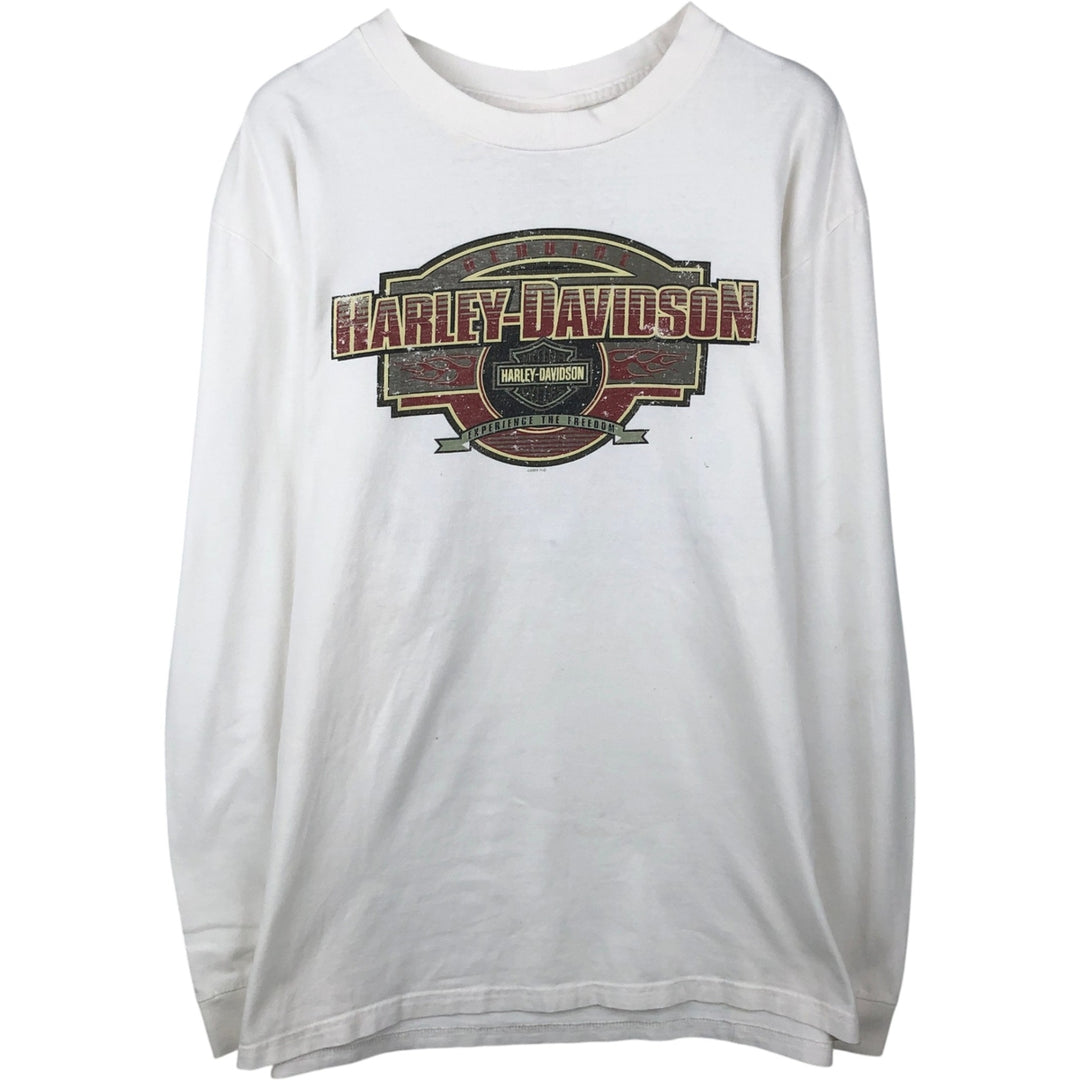 2000'S Harley-Davidson Motorcycle Long Sleeve T-Shirt, Men's Size L cotton white type Vintage Second Hand