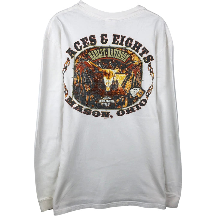 2000'S Harley-Davidson Motorcycle Long Sleeve T-Shirt, Men's Size L cotton white type Vintage Second Hand