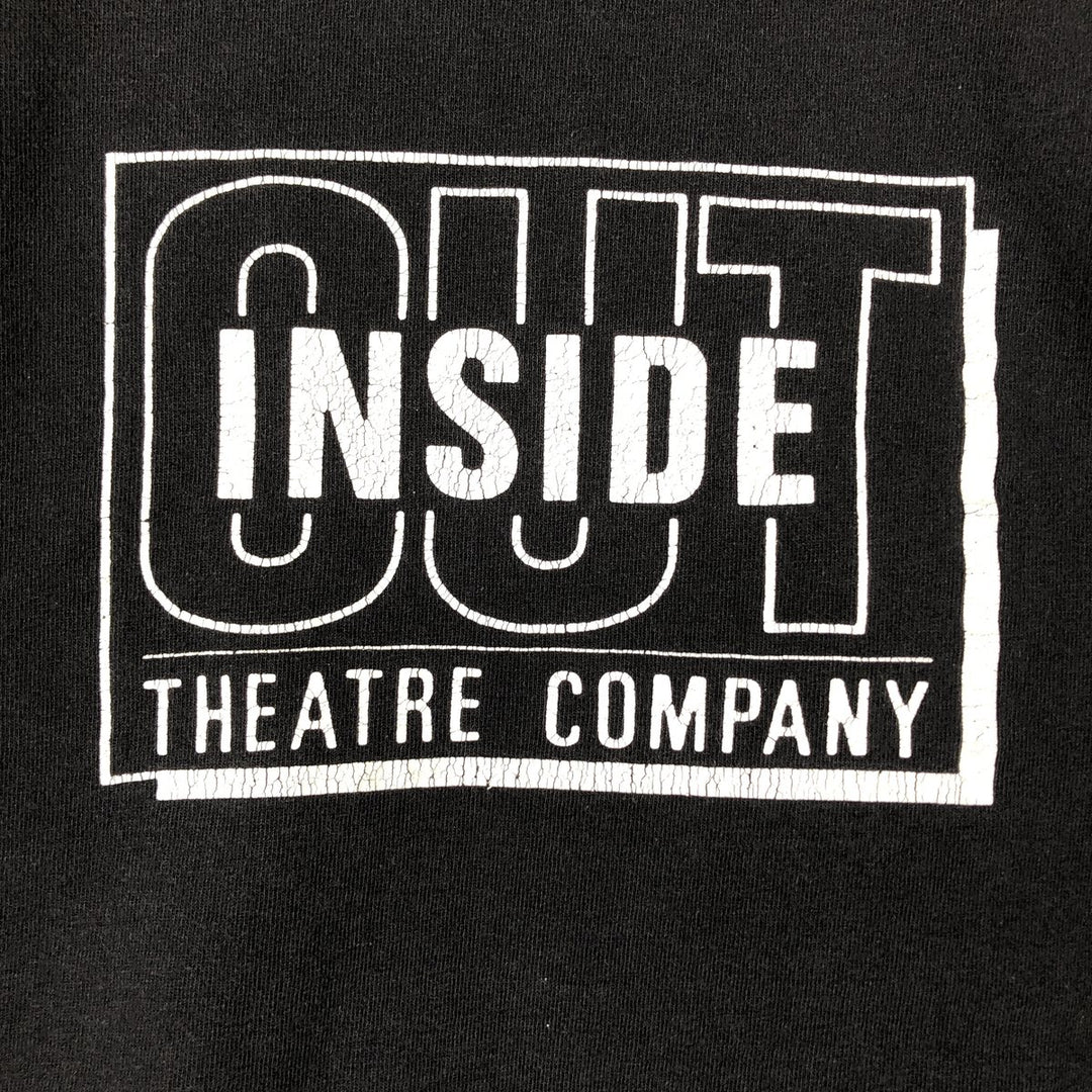 90'S Screen Stars Inside Out Theatre Company Advertising T-Shirt, Men's XL equivalent, Vintage unclear black type Vintage Second Hand