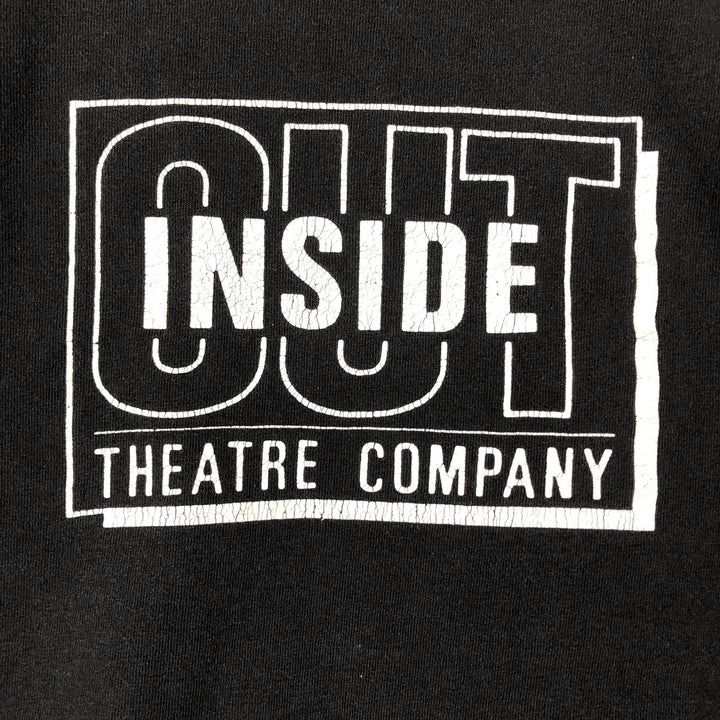 90'S Screen Stars Inside Out Theatre Company Advertising T-Shirt, Men's XL equivalent, Vintage unclear black type Vintage Second Hand