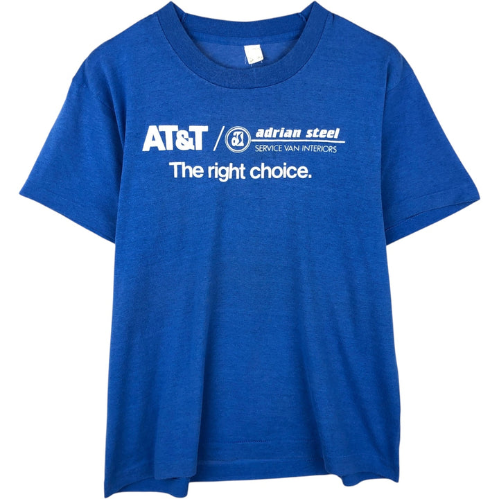~90'S AT and T Adrian Steel Advertising T-Shirt, Men's Size M (approx.), Vintage unclear blue type Vintage Second Hand