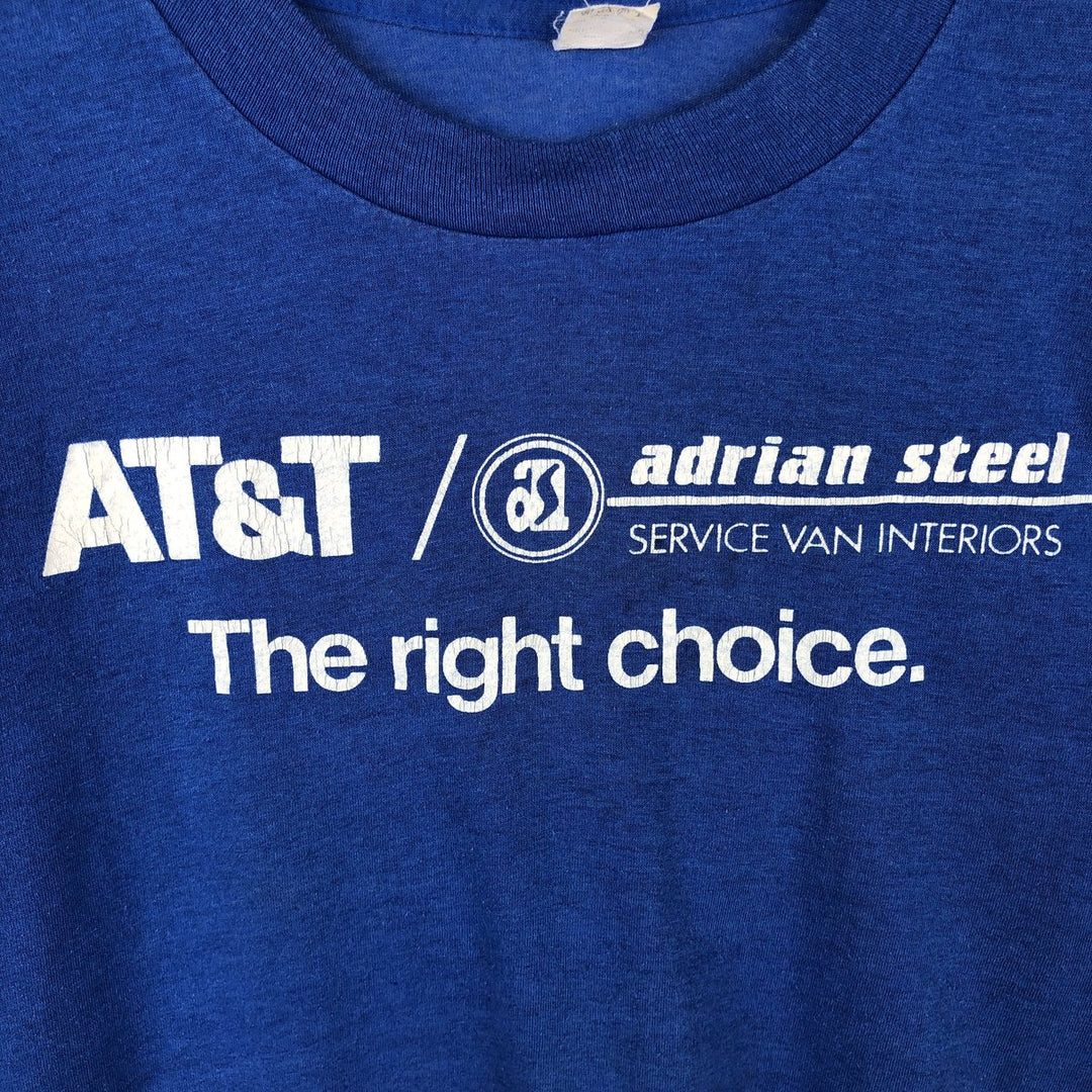 ~90'S AT and T Adrian Steel Advertising T-Shirt, Men's Size M (approx.), Vintage unclear blue type Vintage Second Hand