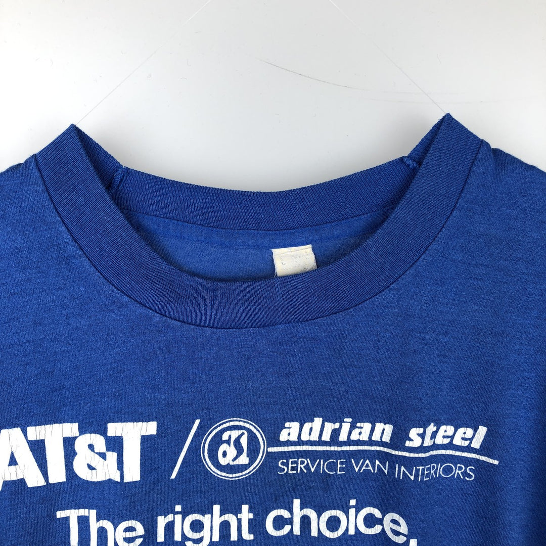 ~90'S AT and T Adrian Steel Advertising T-Shirt, Men's Size M (approx.), Vintage unclear blue type Vintage Second Hand