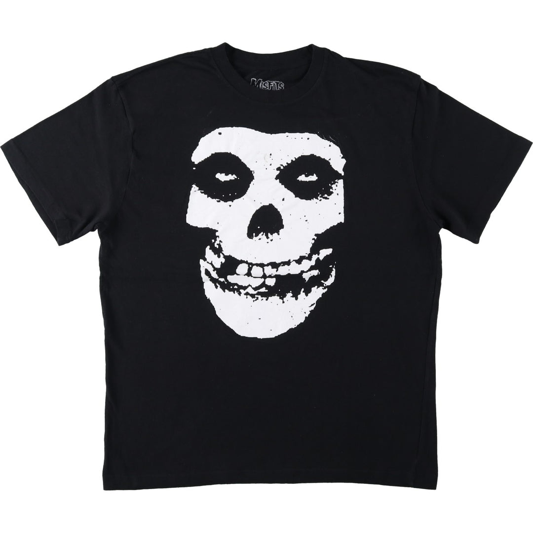 MISFITS Skull Pattern Band T-shirt, Men's L size cotton black type Vintage Second Hand
