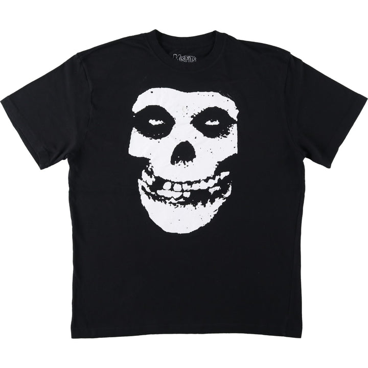 MISFITS Skull Pattern Band T-shirt, Men's L size cotton black type Vintage Second Hand