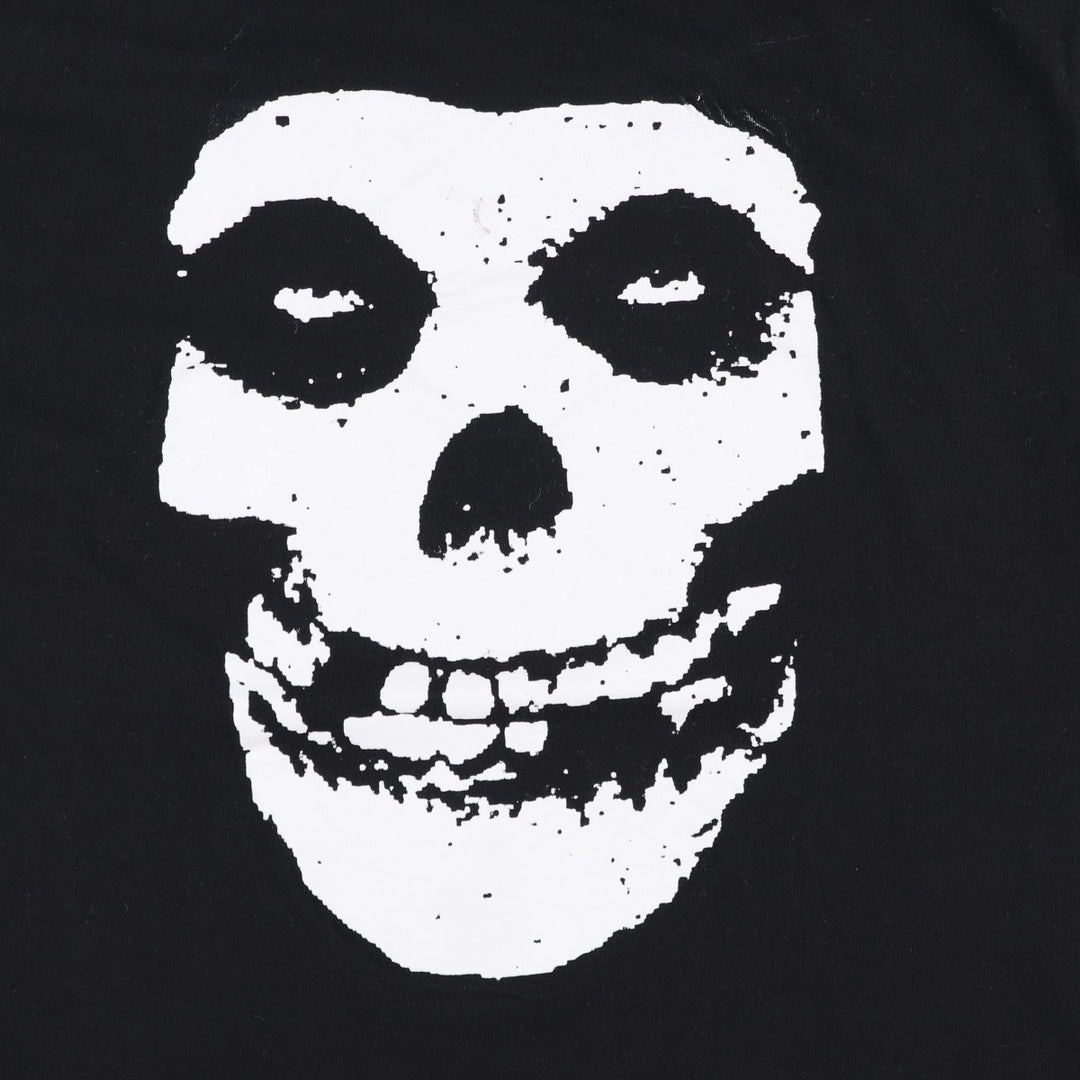 MISFITS Skull Pattern Band T-shirt, Men's L size cotton black type Vintage Second Hand