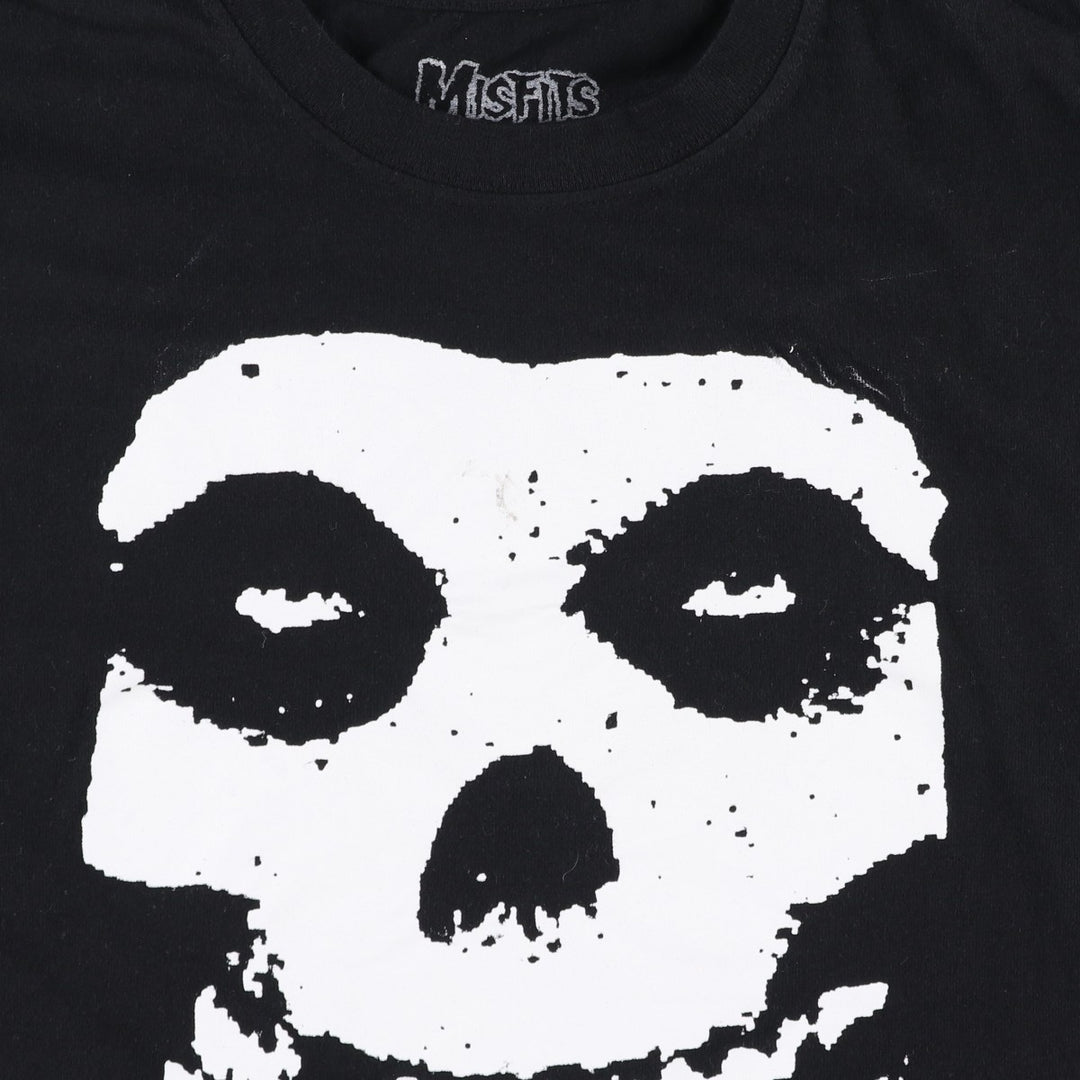 MISFITS Skull Pattern Band T-shirt, Men's L size cotton black type Vintage Second Hand
