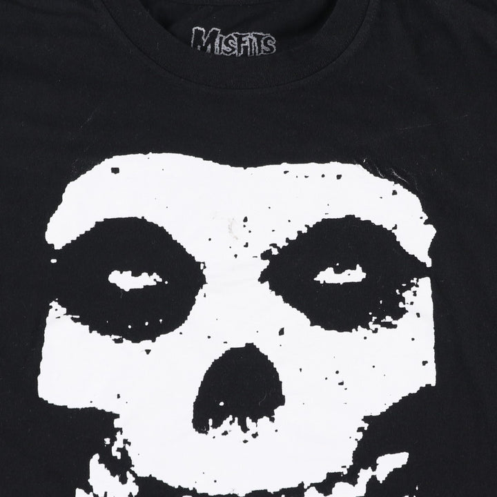 MISFITS Skull Pattern Band T-shirt, Men's L size cotton black type Vintage Second Hand