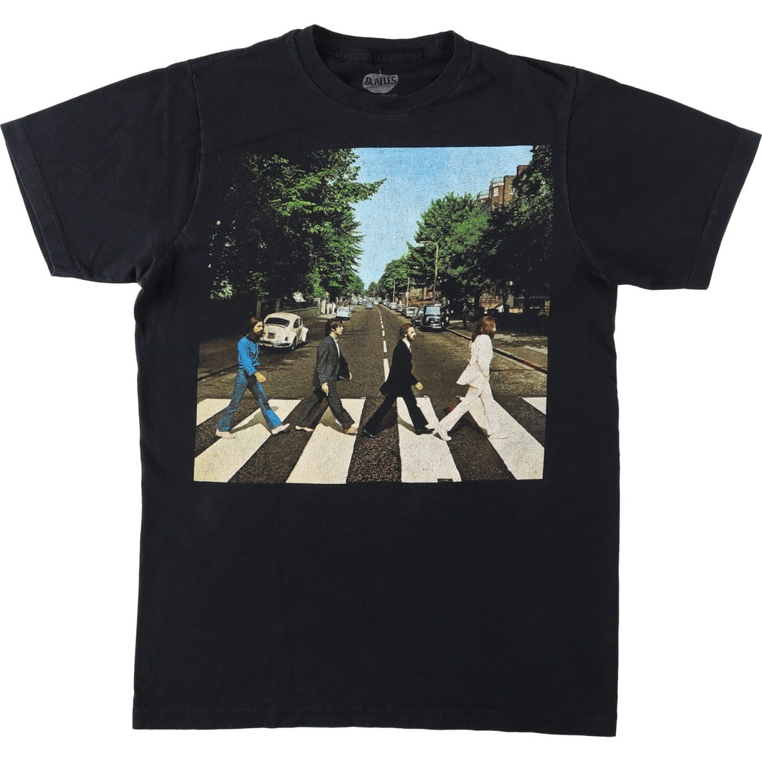 THE BEATLES Band T-shirt, Men's M size cotton black type Vintage Second Hand