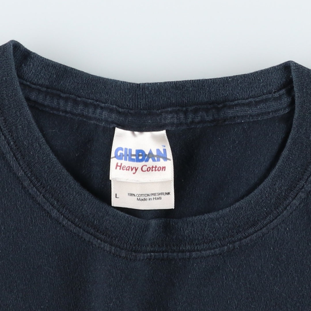 Gildan Skull Pattern Motorcycle T-Shirt, Men's Size L (approx.) cotton black type Vintage Second Hand