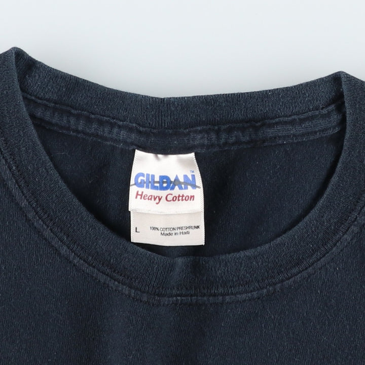 Gildan Skull Pattern Motorcycle T-Shirt, Men's Size L (approx.) cotton black type Vintage Second Hand