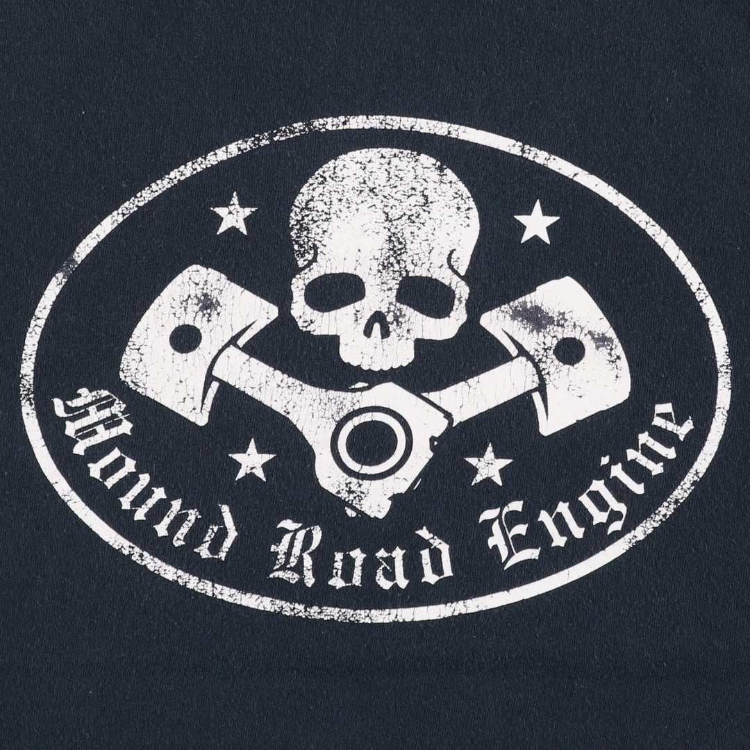 Gildan Skull Pattern Motorcycle T-Shirt, Men's Size L (approx.) cotton black type Vintage Second Hand