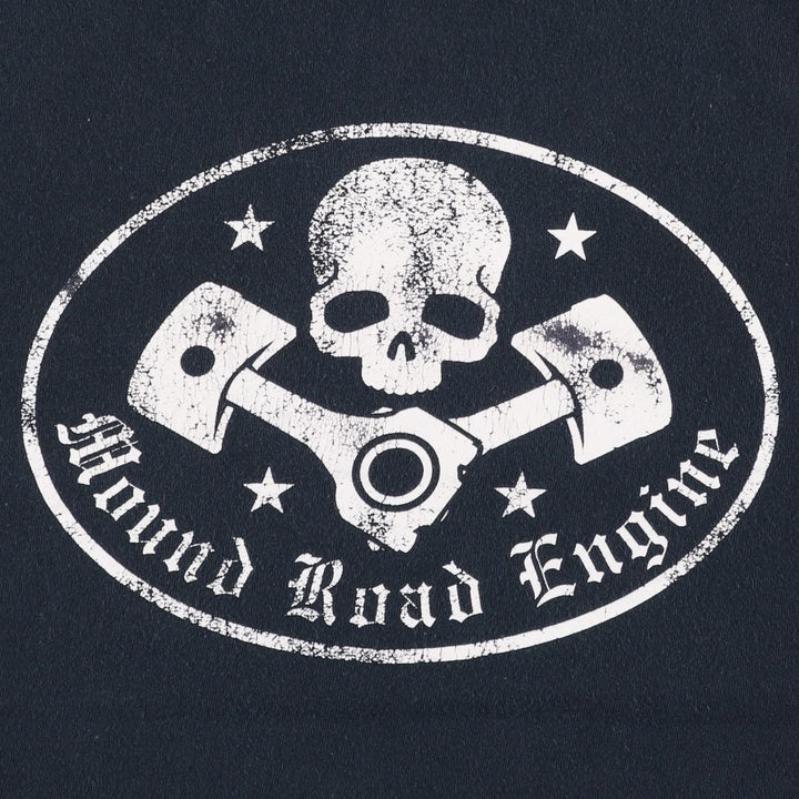 Gildan Skull Pattern Motorcycle T-Shirt, Men's Size L (approx.) cotton black type Vintage Second Hand