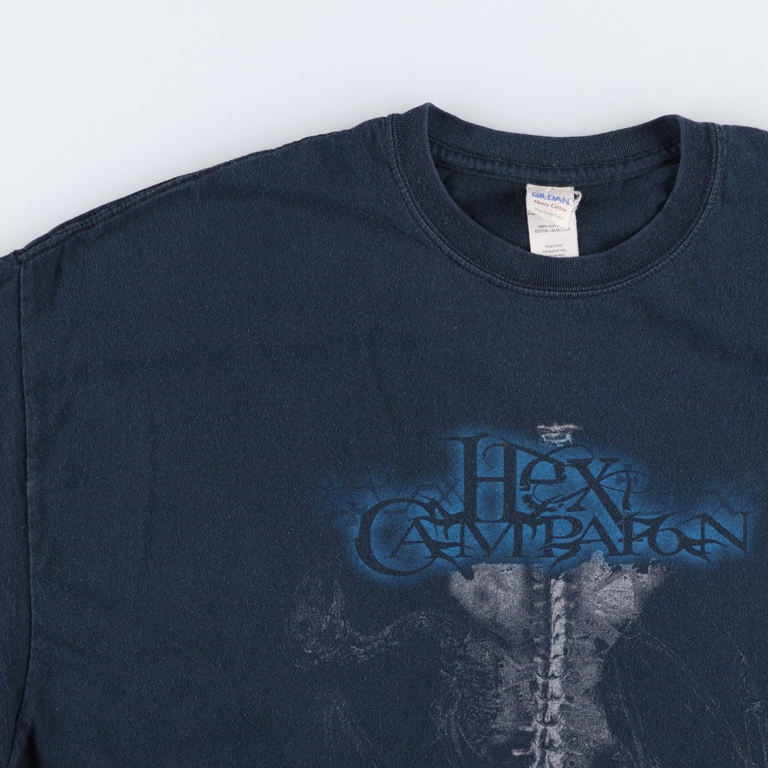 Gildan Heavy Cotton Hex Campaign Band T-Shirt (Men's XXL equivalent) cotton navy blue type Vintage Second Hand