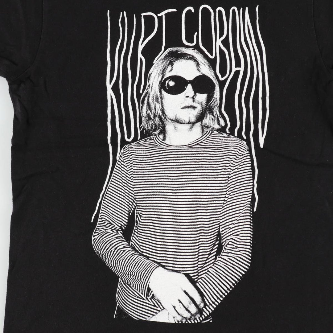 KURT COBAIN Kurt Cobain band T-shirt band T men's size S cotton black type Vintage Second Hand