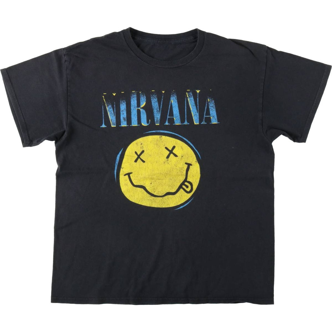 NIRVANA Nirvana Band T-shirt, Band T, Men's L size unclear black type Vintage Second Hand