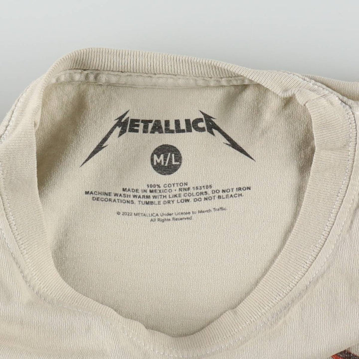METALLICA Metallica Band T-shirt Band T Men's M size cotton Beige type Vintage Second Hand