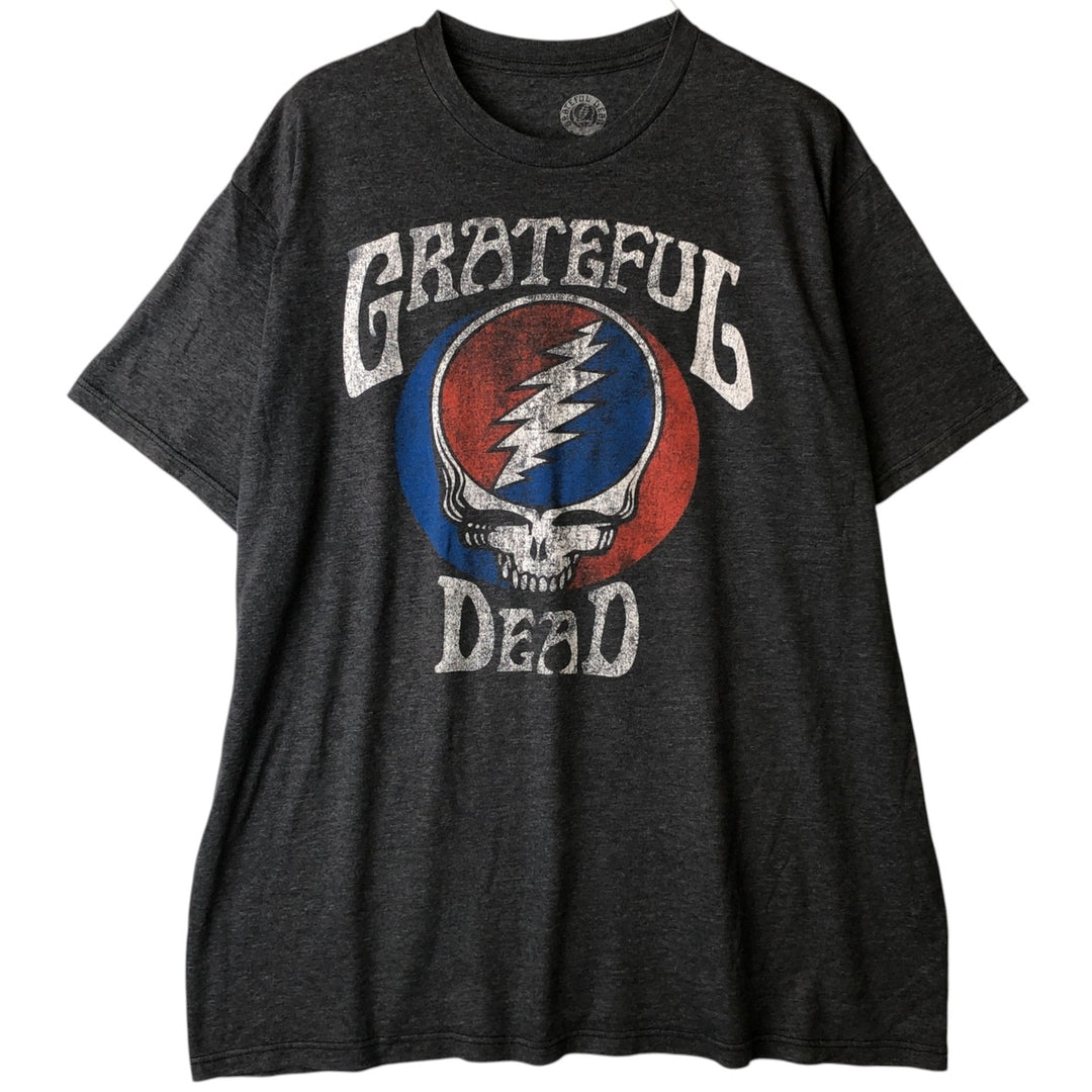 GRATEFUL DEAD Skull Pattern Band T-shirt, Men's XL size cotton Charcoal Vintage Second Hand