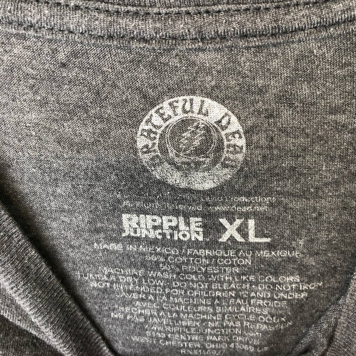 GRATEFUL DEAD Skull Pattern Band T-shirt, Men's XL size cotton Charcoal Vintage Second Hand