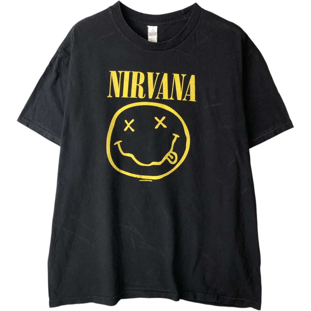 707 NIRVANA Nirvana Band T-shirt, Men's Size L (approx.) cotton black type Vintage Second Hand