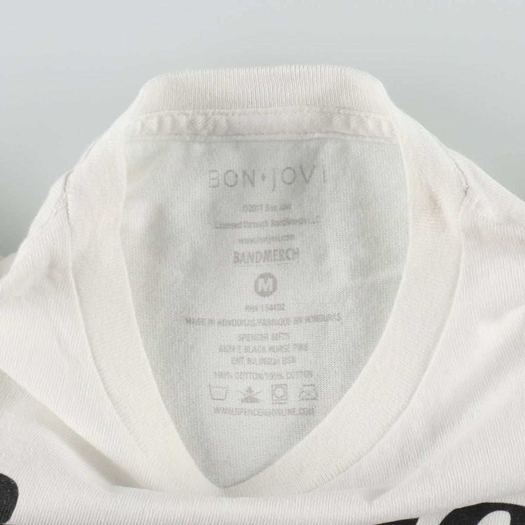 BON JOVI band t-shirt, men's size M. cotton white type Vintage Second Hand