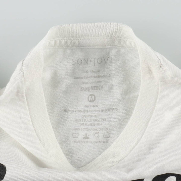BON JOVI band t-shirt, men's size M. cotton white type Vintage Second Hand