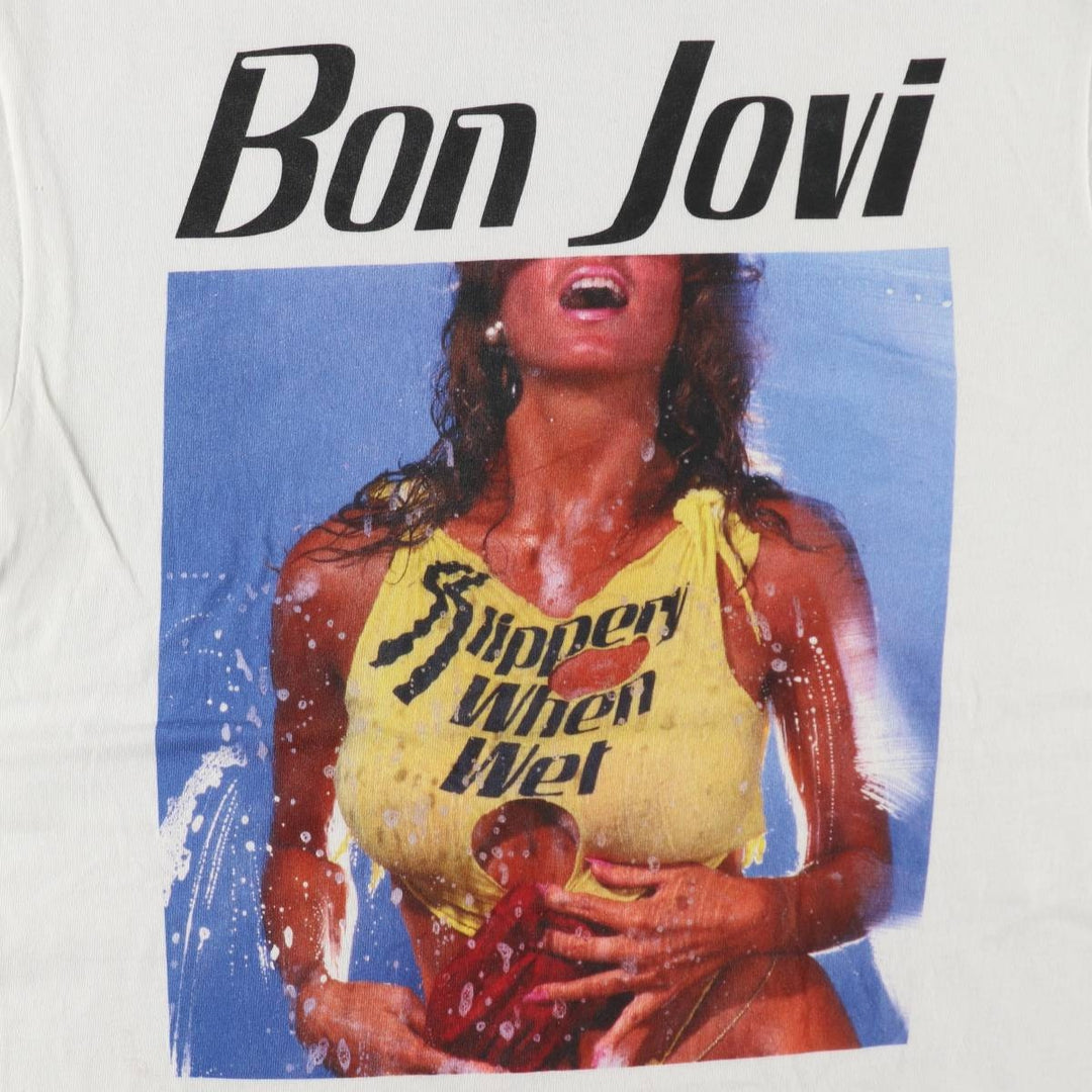 BON JOVI band t-shirt, men's size M. cotton white type Vintage Second Hand