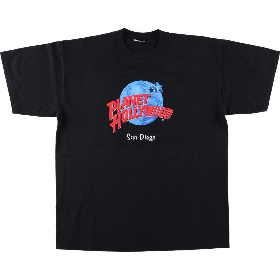PLANET HOLLYWOOD Advertising T-shirt, Men's XL size unclear black type Vintage Second Hand