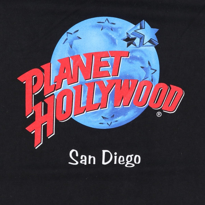 PLANET HOLLYWOOD Advertising T-shirt, Men's XL size unclear black type Vintage Second Hand