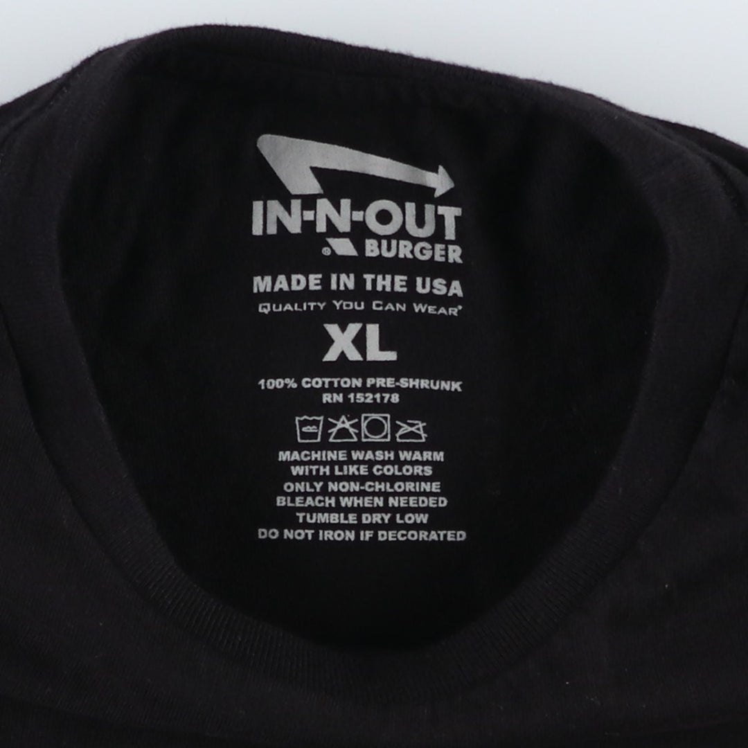 IN-N-OUT BURGER In-N-Out Burger Advertising T-shirt Made in USA Men's XL size cotton black type Vintage Second Hand