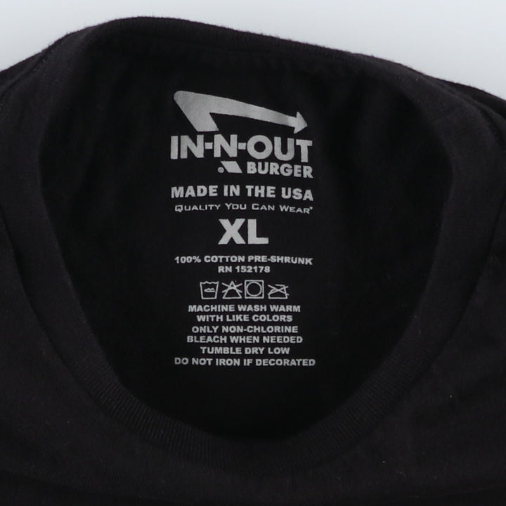 IN-N-OUT BURGER In-N-Out Burger Advertising T-shirt Made in USA Men's XL size cotton black type Vintage Second Hand