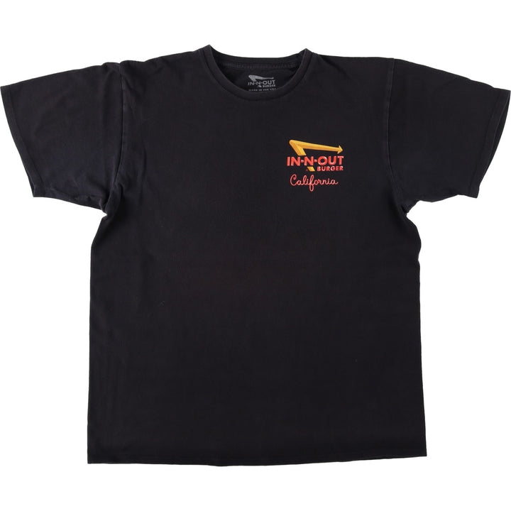 IN-N-OUT BURGER In-N-Out Burger Advertising T-shirt Made in USA Men's L size cotton black type Vintage Second Hand