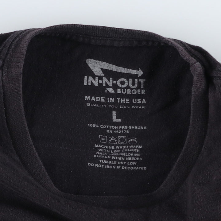 IN-N-OUT BURGER In-N-Out Burger Advertising T-shirt Made in USA Men's L size cotton black type Vintage Second Hand