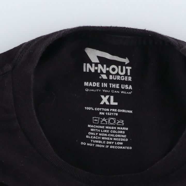 IN-N-OUT BURGER In-N-Out Burger Advertising T-shirt Made in USA Men's XL size cotton black type Vintage Second Hand