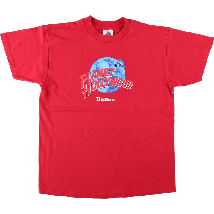 90'S PLANET HOLLYWOOD Advertising T-shirt, Made in USA, Men's L size, Vintage cotton red type Vintage Second Hand
