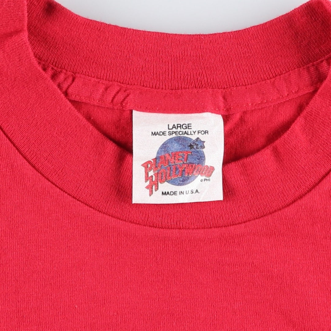 90'S PLANET HOLLYWOOD Advertising T-shirt, Made in USA, Men's L size, Vintage cotton red type Vintage Second Hand