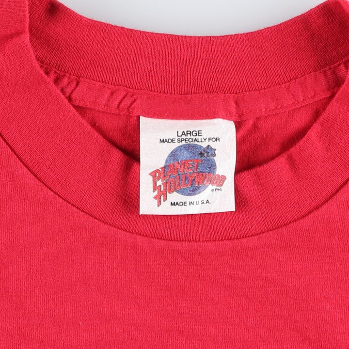 90'S PLANET HOLLYWOOD Advertising T-shirt, Made in USA, Men's L size, Vintage cotton red type Vintage Second Hand