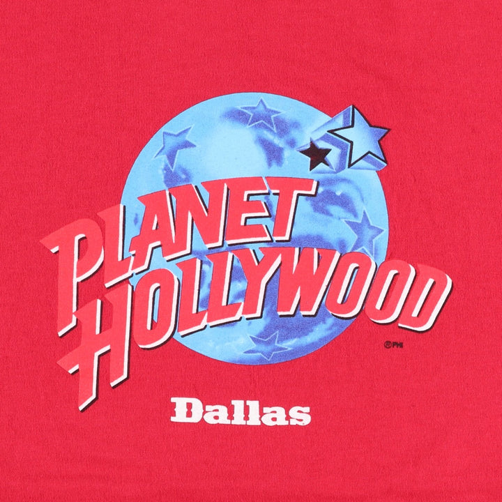 90'S PLANET HOLLYWOOD Advertising T-shirt, Made in USA, Men's L size, Vintage cotton red type Vintage Second Hand