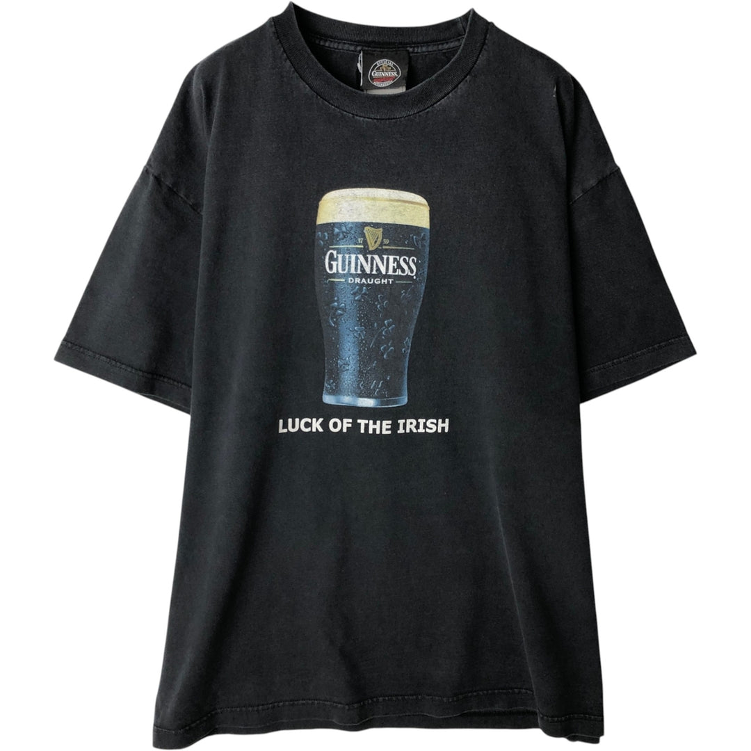 GUINNESS Beer Advertising T-Shirt, Made in USA, Men's Size L (approx.) cotton black type Vintage Second Hand